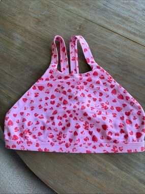 Jolyn Clothing Pink Bikini Top with Red Heart Print KAYLEE